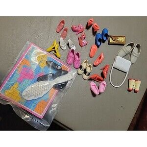 Vtg Barbie Doll Shoes Heels Tennis Misc‎ Purses Grey Ken Shoes